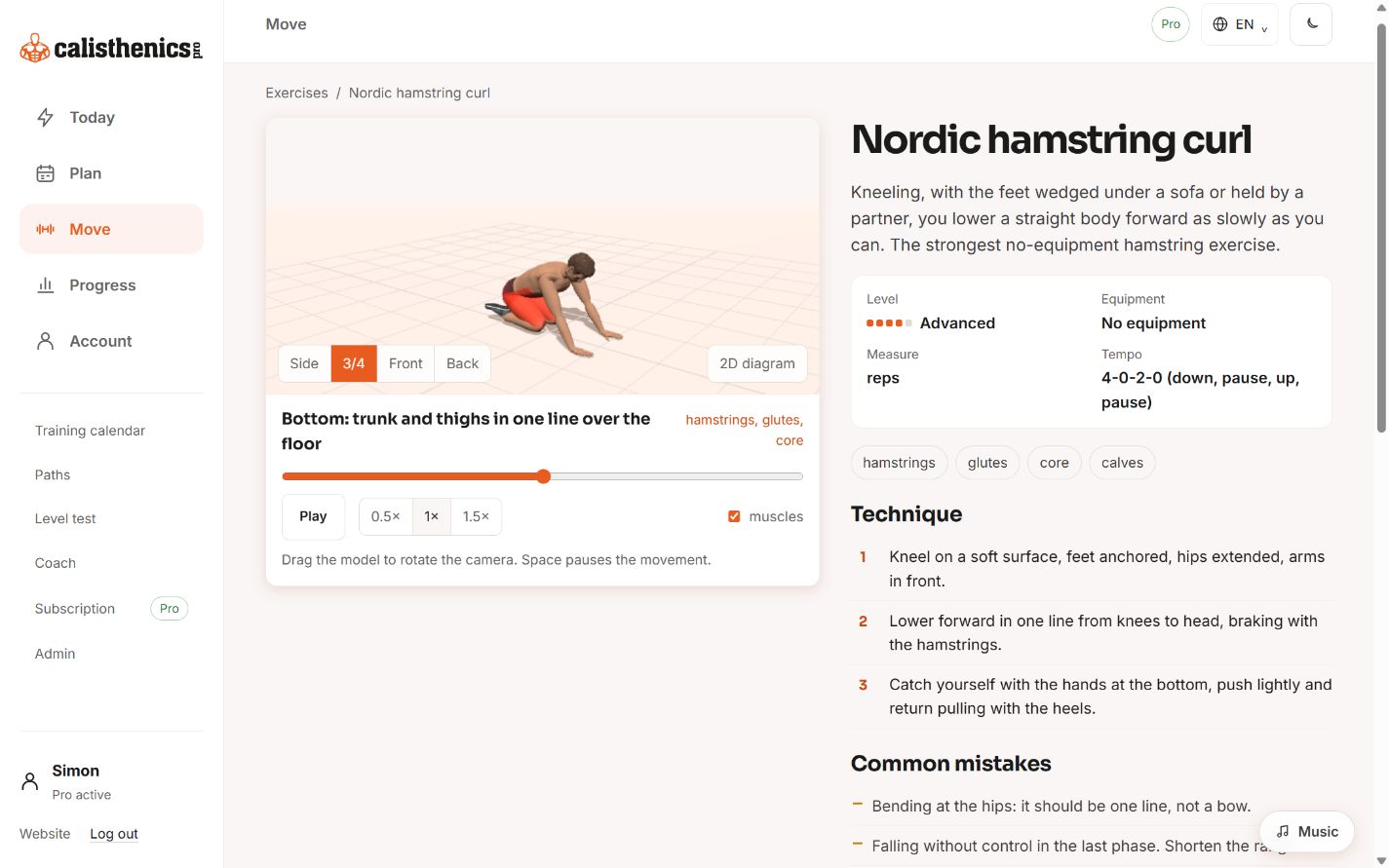 Calisthenics.PRO: Nordic: 3D exercise