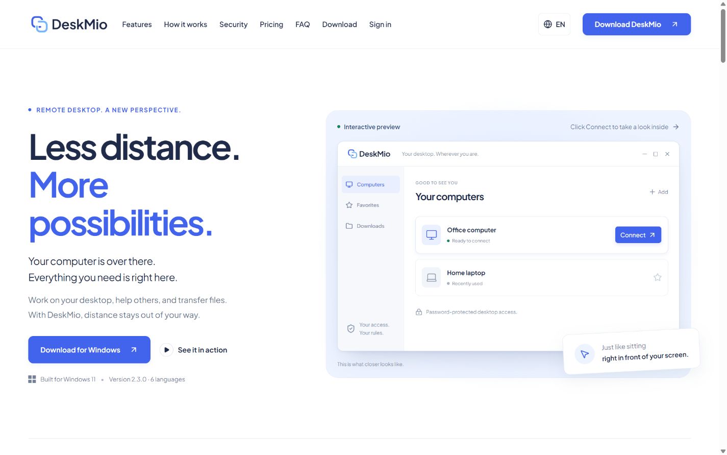 DeskMio: Homepage