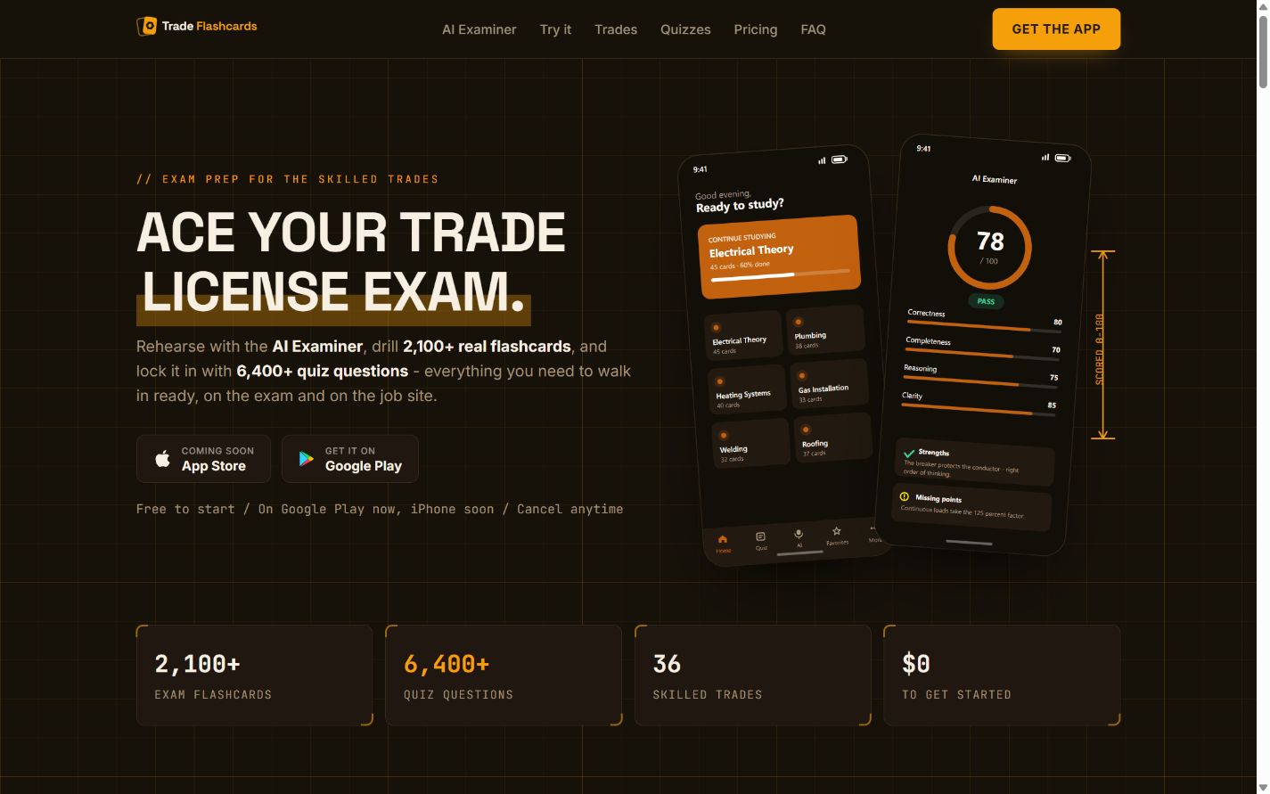 TradeFlashcards: Homepage