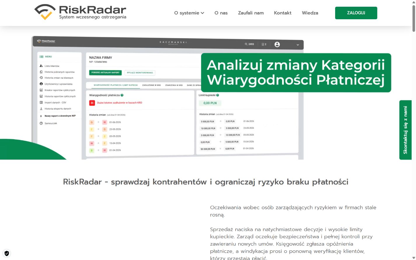RiskRadar.pl: Homepage